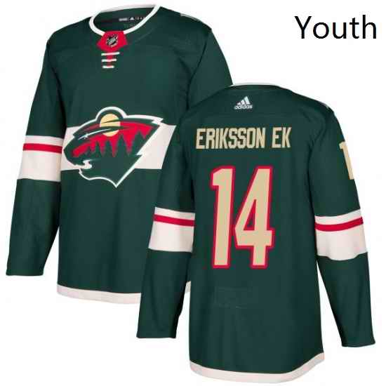 Youth Adidas Minnesota Wild 14 Joel Eriksson Ek Authentic Green Home NHL Jersey